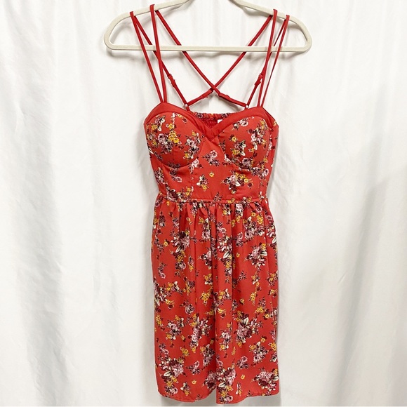 Xhilaration Dresses & Skirts - NWOT Poppy Pink/Red Floral Strappy Sundress
